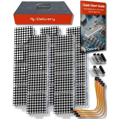 Imagen de AZDelivery MAX7219 8x32 4 en 1 Dot LED Matrix Display Modulo de Pantalla Compatible con Arduino E Book Incluido!