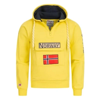 Imagen de Geographical Norway GYMCLASS Men Sudadera con Capucha y de Bolsillo Canguro para Hombre Logo la Marca Manga Larga (Amarillo Claro, M)