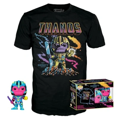 Imagen de Funko Pop! &amp; tee: Marvel Thanos (BKLT) Large (L) Camiseta, Franela Ropa con Figura de Vinilo Coleccionable Idea Regalo Juguetes y Camiseta Manga Corta para Adultos Hombres