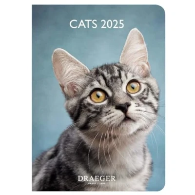 Imagen de DRAEGER PARIS Pocket Agenda 2025 Cats 11,5 x 16 cm Grid from January to December Hard cover with bookmark Written in 7 languages 1 week on 2 pages FSC® certified paper