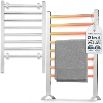 Imagen de ProfiCare Calentador de Toallas eléctrico Toallero y secador baño IP22 Incl. Material Montaje Soportes sin taladros radiadores silenciosos 1,5m Cable PC EHW 3115