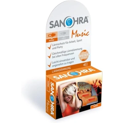 Imagen de SANOHRA Music Tapones para los oídos conciertos, festivales y eventos musicales Aislamiento acústico SNR de 23 dB Reutilizables 1 par adultos
