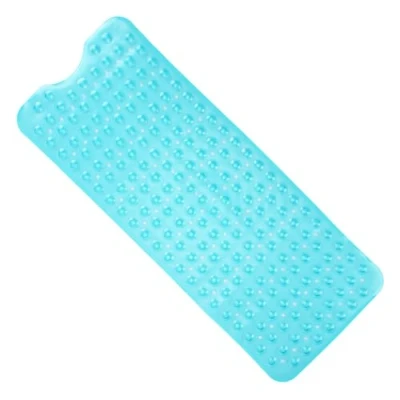 Imagen de ANSIO® Alfombrilla de baño Larga PVC, Antideslizante, antimoho, con Orificios Drenaje y ventosas, Lavable a máquina, 102 x 40 cm, Color Verde Azulado