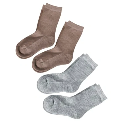 Imagen de vitsocks Calcetines Invierno LANA MERINO Originales Infantiles (4 PARES) Suela Acolchada, gris claro y beige, 31 34