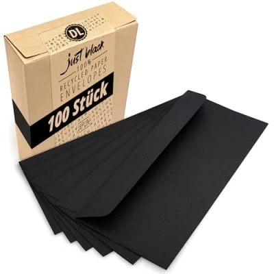 Imagen de Japun sobres (100 piezas) de papel, sobre sin ventana DIN largo 220x110 mm negro