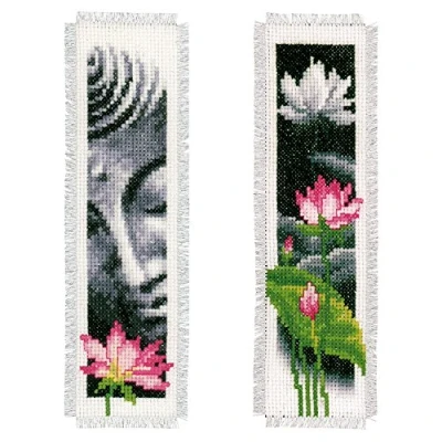 Imagen de Vervaco Kit para Lotus y Buda marcadores de Punto Cruz, Multicolor, Juego 2