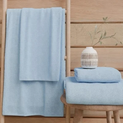 Imagen de PETTI Artigiani Italiani Toallas de baño 100% Rizo algodón, Juego 1+1, 2 Unidades 1 Toalla Cara y Manos, Celeste
