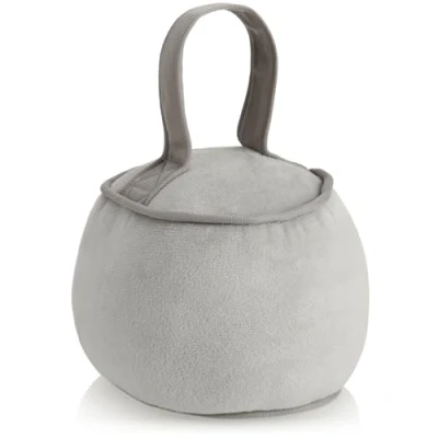 Imagen de com four® Tope de Puerta con manija Extra Pesado Soporte 1,8 kg Costuras Reforzadas Accesorio Funcional para el hogar Bloque Freno Ventanas y Puertas (Redondo Gris)