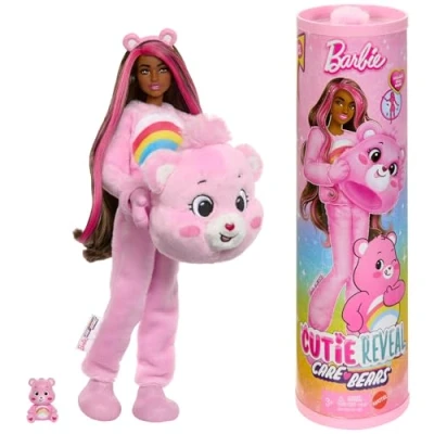 Imagen de Muñeca Barbie Cutie Reveal de la colección Care Bears con accesorios, viene un disfraz peluche osita Mimosa y 10 sorpresas