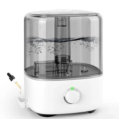 Imagen de Humidificador Bebes 5L, Ultrasónico Top Fill Humificadores para Habitacion 28dB Silencioso Humificador de Humedad Bebés y Plantas, Hogar, Apagado Automático, Blanco