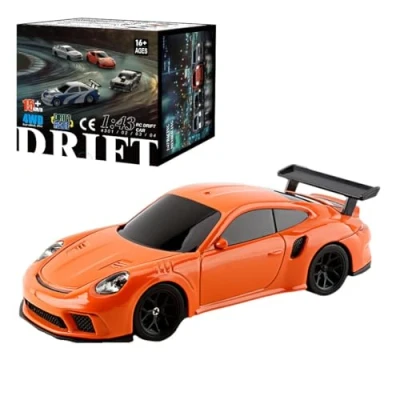 Imagen de SHOYDID RC Electric Mini Racing Drift Car Model con kit de luces escala 1/43 2.4G completo proporcional (RTR Versión/naranja)
