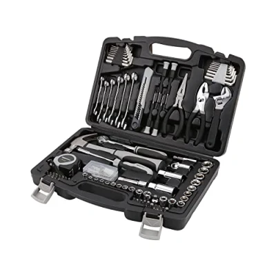 Imagen de Amazon Basics Caja de herramientas uso general para el hogar, 131 piezas