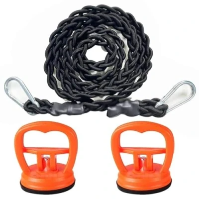Imagen de tendedero de Cuerda elástica, tritrenzada, portátil Viaje (con 2 ventosas Fuertes) para el hogar, Camping, Viajes, Uso Interior o Exterior, no Necesita Gancho Colgar