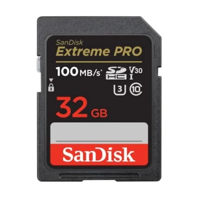 Imagen de Tarjeta SDHC SanDisk Extreme PRO, 32 GB, Hasta 100 MB/s lectura, U3, V30, Clase 10, Vídeo 4K UHD, Negro