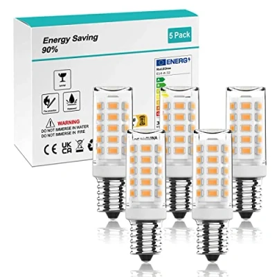 Imagen de RuLEDne Bombillas LED E14 Blanco cálido 2700K, 3W / 350LM bombilla de repuesto 30W lámparas halógenas, 360 ángulo haz para araña, lámpara escritorio, paquete 5