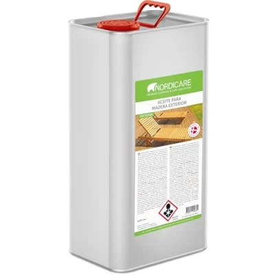 Imagen de Nordicare Aceite para madera exterior [5L] teca, roble, acacia o alerce la protección de en exteriores teca muebles jardín