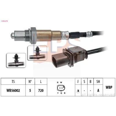 Imagen de EPS 1.998.478 Sonda lambda con material de fijación térmico, plana, banda ancha, Rosca engrasada PEUGEOT: 308 I Hatchback