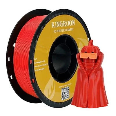Imagen de Kingroon PLA Filamento para impresora 3D, precisión dimensional +/ 0,03 mm, bobina de 1 kg (2,2 lb), 1,75 rojo