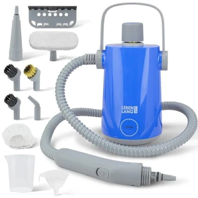 Imagen de LEBENLANG Vaporeta Limpieza Hogar de 1000W Capacidad 300ml &amp; Incluye 10 Accesorios I Mano Aspiradora Vapor Potente Limpiador A