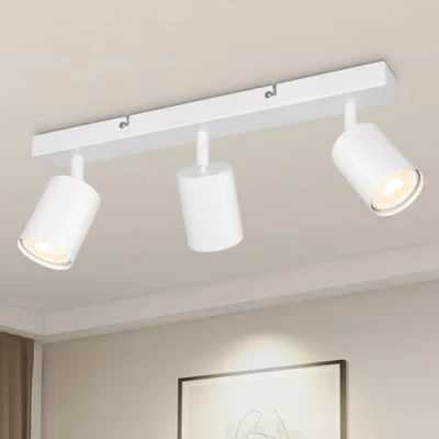 Imagen de TaFiCo Lampara Foco Techo LED 3 Focos Lámpara de Interior Blanco GU10 Orientable Moderno Para el Salón Dormitorio Cocina Sin Bombilla