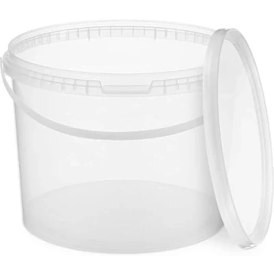 Imagen de BenBow Cubo con Tapa 10l Transparente 5X 10 litros Seguro para los Alimentos, Estable, hermético, contenedor de Almacenamiento plástico, asa vacío