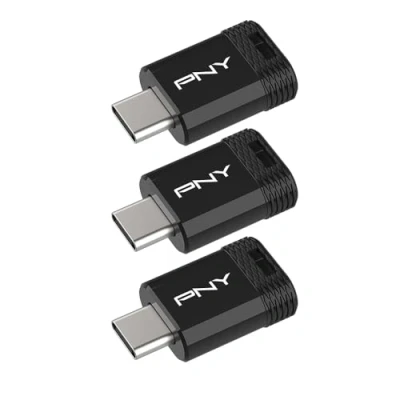 Imagen de PNY Paquete de 3 Unidades Flash 64GB Elite X Fit Type C USB 3.2 Rendimiento Lectura hasta 200 MB/s, Práctico Almacenamiento Datos Portátil, Diseño Ultracompacto, Conector