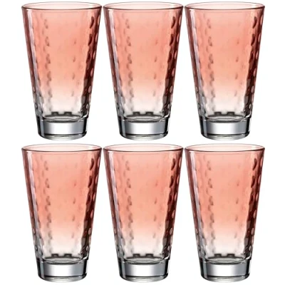 Imagen de LEONARDO HOME 025902 OPTIC Juego de 6 vasos (300 ml, cristal, naranja), color rojo