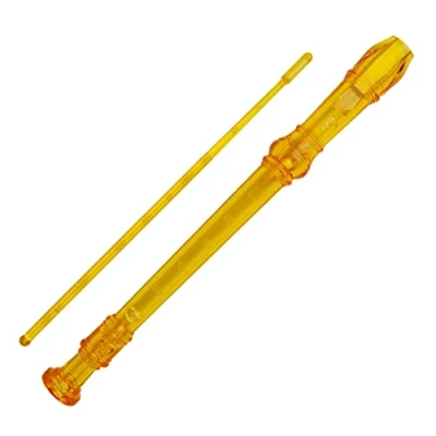 Imagen de A Star Soprano/Descant School Recorder Instrument, digitación inglesa/barroca Clave de C con tabla aprendizaje, bolsa, varilla limpieza amarillo