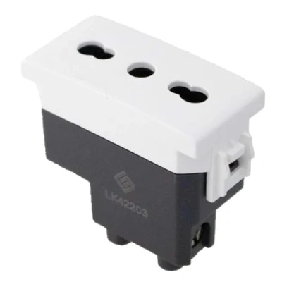 Imagen de Enchufe bipaso bivalente 2P+T 10/16A, compatible con Bticino Living, Vimar Plana (1 pcs, blanco)
