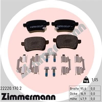 Imagen de ZIMMERMANN 22220.170.2 Juego de pastillas freno OPEL: Corsa E Hatchback, Adam, FIAT: 500L
