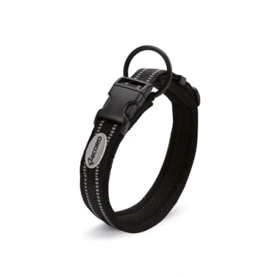 Imagen de Record Collar Perro Andes Fabricado en Nylon Resistente Detalles Reflectantes Clip de Cierre plástico Color Negro Talla XL 2,5 cm Circunferencia 50 55