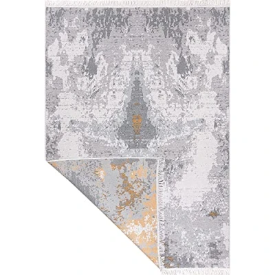 Imagen de Fashion4Home alfombra de pelo corto Boho Kelim salón, dormitorio y cocina, pasillo, habitación infantil abstracta gris dorado, saludos: 80 x 150 cm