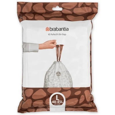 Imagen de Brabantia Bolsas de Basura PerfectFit (Código L/40 45L) Extra Resistentes con cinta cierre (40 Bolsas)