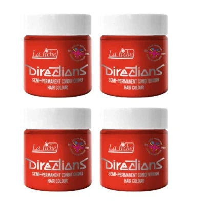 Imagen de 4 x La Riche Directions Semi Permanent Hair Color Bote de 100 ml (Neon Red)