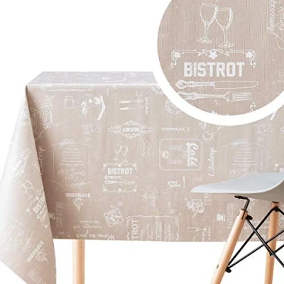 Imagen de Beige Mantel PVC Patrón Restaurante Tablero de Tiza Color Crema Hule 200x140 Impermeable Fácil Limpiar Mesa Rectangular Plastificado Hules Para Mesas