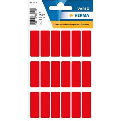 Imagen de HERMA 3652 etiquetas multiusos, 90 unidades, 12 x 34 mm, 18 por hoja, autoadhesivas, para el hogar etiquetar calendarios, planificadores, manualidades, papel en blanco, pegatinas de