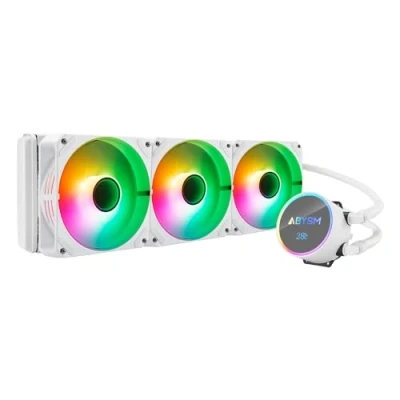 Imagen de ABYSM Gaming Sistema de Refrigeración Líquida para CPU ARTIC 360 ARGB White con 3 Ventiladores Silenciosos 120 mm, Display Temperatura y Conexión 4 Pines PWM, Especial