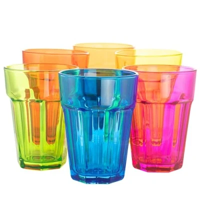 Imagen de TREND FOR HOME Juego de Vasos Cristal Agua Colores 425 ml Copas 6 Cocktail Grandes Vaso Smoothie Mojito Vidrio Gigi Vivid Rainbow
