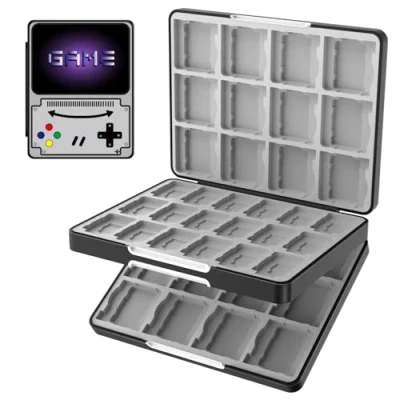 Imagen de TiMOVO Estuche de Juegos para Switch OLED/Switch, 3 en 1 Funda 24 3DS/3DSXL/DS/DSi &amp;60 Switch&amp;36 SD Tarjetas, Caja Tarjetas Portátil contra Golpes con Cierre Magnético, Consola Gris