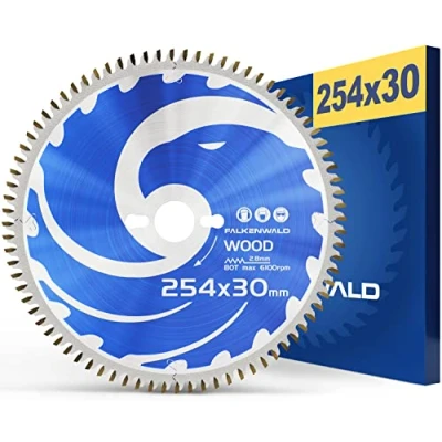Imagen de FALKENWALD ® Hoja de sierra 254 x 30 para madera circular con dientes 80 HM Compatible Bosch GTS 10 XC, PTS y metabo KGS M
