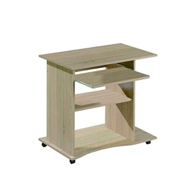 Imagen de Inter Link escritorio Mesa portatil de ordenador Sobre ruedas Cajón extensible Mini Laminado 80 x 50 75cm Imitación Roble Sonoma Durini