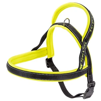 Imagen de Ferplast Arnés Sport Dog, Arnes Perro Mediano, Tipo Sueco, Suave Acolchado, Costuras Reflectantes, Cierre de Clip, Ajustable, Etiqueta para el Nombre del Perro, Amarillo