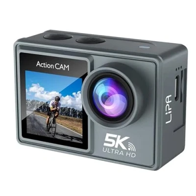 Imagen de Lipa AT M40R Cámara de Acción 5K IPS Wifi Impermeable Sensor IMX 21 accesorios Resolución Pantalla dual Mic Conector USB SD hasta 256GB Remote 4K 60 FPS EIS