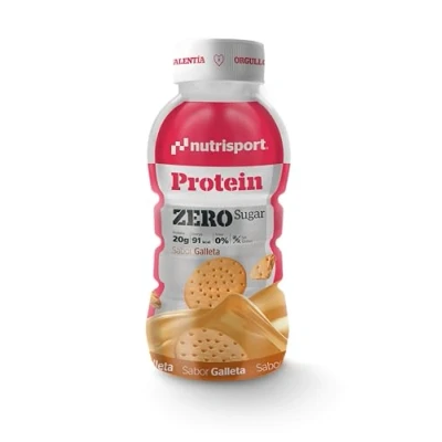 Imagen de NUTRISPORT Protein Zero Suplementos Deportivos Proteinas para Masa Muscular Batidos de Leche Adelgazar Gym 12x330ml (330 ml, Galleta)
