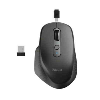 Imagen de Trust Ozaa Ratón Inalámbrico Recargable, 6 Botones, Ergonomico, Receptor USB Plug and Play, Interruptor de Encendido/Apagado, Wireless Mouse para Ordenador Portatil, PC, Macbook, Chromebook Negro