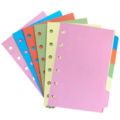 Imagen de DY.2ten 10 Hojas A7 Separadores Archivador 6 Anillas, Mini Colores Fichas de Índice,Divisores Hoja papel,Índice Clasificaciones,Divisores Carpeta Anillo