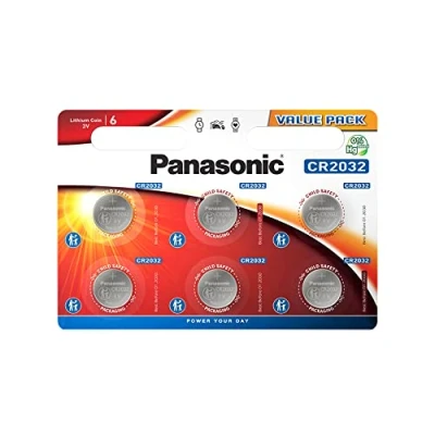 Imagen de Panasonic CR2032 Pila botón de litio no recargable, 3V, 225 mAh, paquete 6 unidades