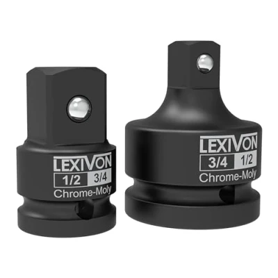 Imagen de LEXIVON Juego de adaptadores vasos impacto 1/2&quot; y 3/4&quot;, 2 piezas Reductor aumentador 3/4&quot; Acero al Cromo Molibdeno = Totalmente resistente (LX 403)