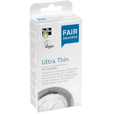 Imagen de FAIR SQUARED preservativos 8/10 piezas veganos climáticamente neutros hechos de caucho natural comercio justo ultra suaves (Ultra Thin)