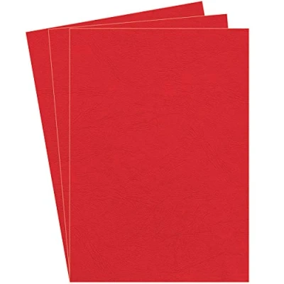 Imagen de Fellowes Portadas para encuadernar de cartón símil piel Delta Cuero, extra rígido, 250 micras, 100% reciclables, formato A4, con certificación FSC, pack 100, color rojo